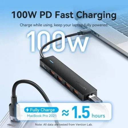 Vention Hub USB Tipo-C 3.2 CKCBB 4xUSB 1xUSB Tipo-C PD Negro
